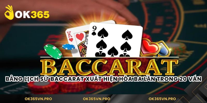 Bảng lịch sử baccarat xuất hiện hòa ba lần trong 20 ván